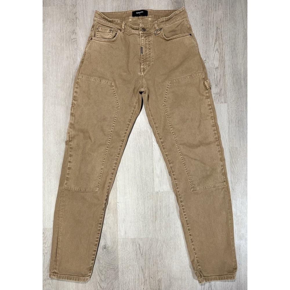 Represent Double Knee Carpenter Pants Men's Size 32x31 Brown Stretch Slim Leg